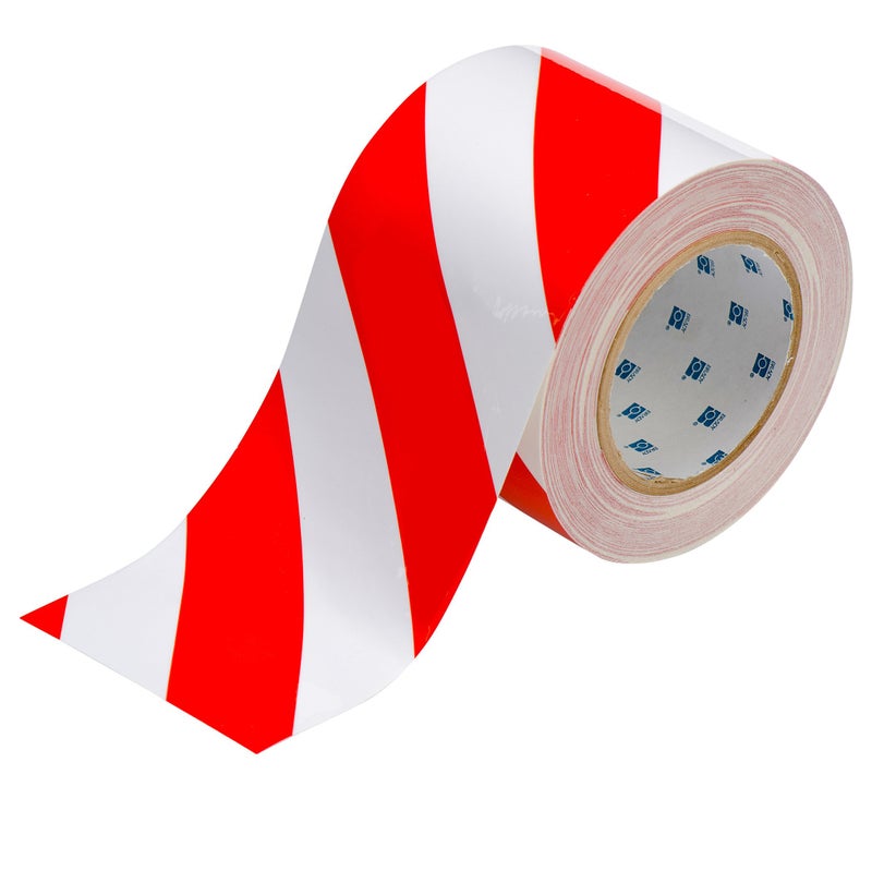 Brady - 104348 ToughStripe Nonabrasive Diagonal Stripes Floor Marking Tapes, 100' Length, 3" Width, Red and White (Pack of 1 Roll) - Image 2